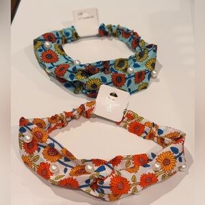 Colorful Floral Headbands with Pearls